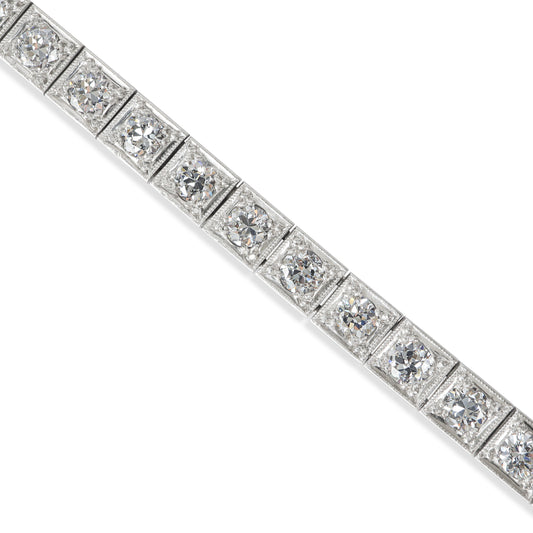 Art Deco J.E. Caldwell Old European Cut Diamond Platinum Line Bracelet