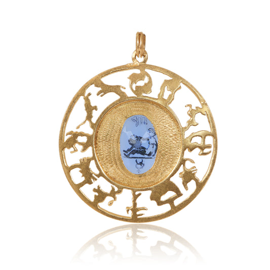 Mid-Century 18k Gold Virgo Zodiac Pendant