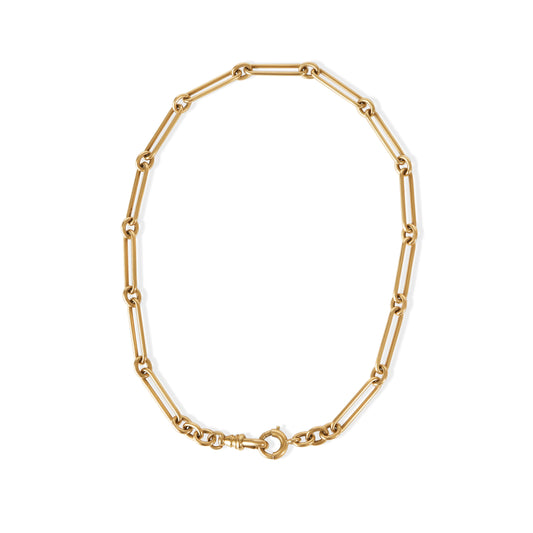 Antique 14k Rose Gold Trombone Link Watch Chain