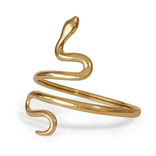 Vintage 1970s Diamond 18k Gold Snake Cuff Bracelet