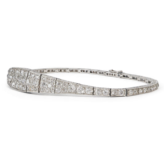 Edwardian Diamond Platinum Tapered Line Bracelet