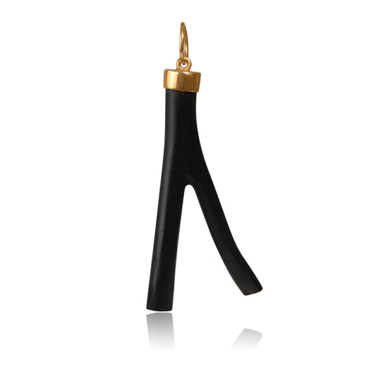 Mid-Century Italian Ebony 18k Gold Pendant