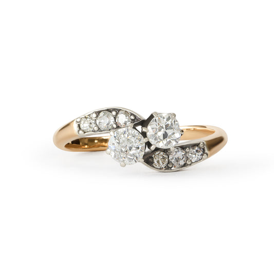 Victorian Old European Cut Diamond Toi et Moi Ring
