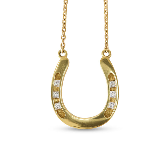Vintage 14k Gold Diamond Horseshoe Necklace