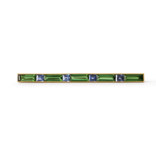 Antique Tourmaline Sapphire 14k Bar Brooch