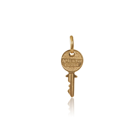 Vintage 18k Gold "Apre Il Tuo Cuore" Italian Key Charm