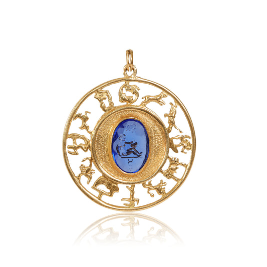 Mid-Century 18k Gold Virgo Zodiac Pendant