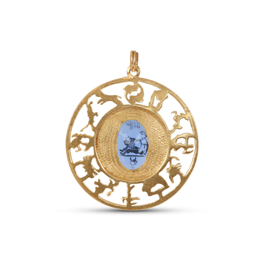 Mid Century 18k Gold Virgo Zodiac Pendant