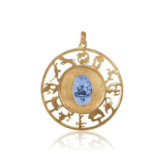 Mid-Century 18k Gold Virgo Zodiac Pendant