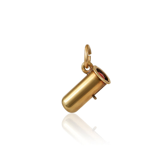 Mid-Century Enamel 14k Gold Lipstick Charm