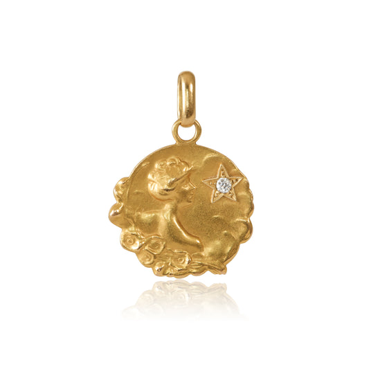 Art Nouveau Diamond 18k Gold Pendant