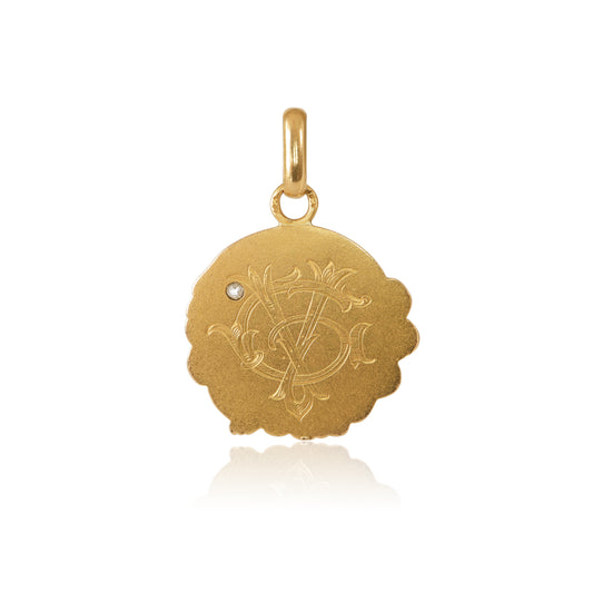 Art Nouveau Diamond 18k Gold Pendant