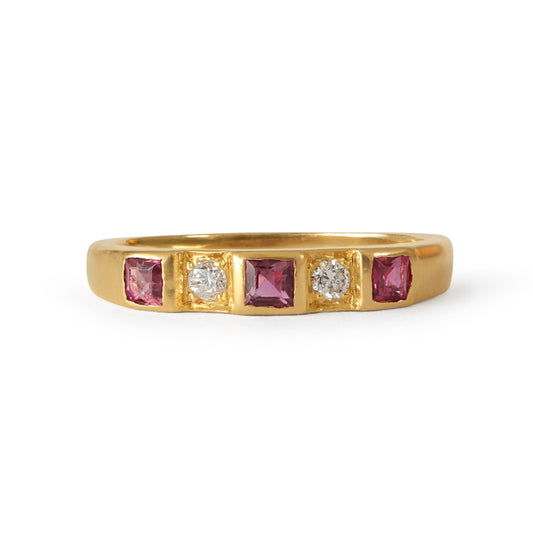 Vintage 18k Ruby Diamond Ring