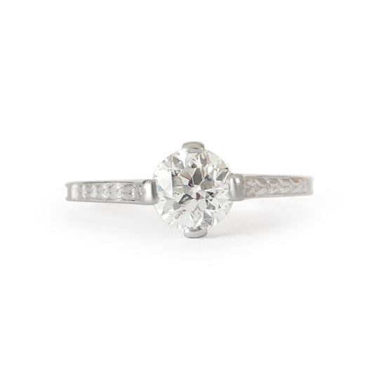 Art Deco Old European Cut Diamond Platinum Solitaire Ring