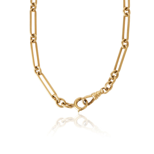 Antique 14k Rose Gold Trombone Link Watch Chain