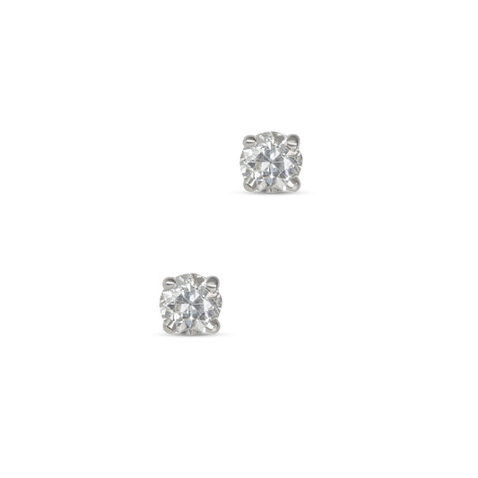Old European Cut Diamond 14k White Gold Stud Earrings