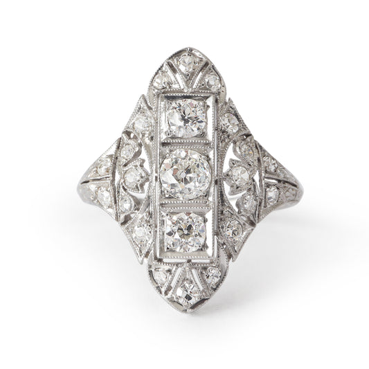 Art Deco Diamond Platinum Dinner Ring