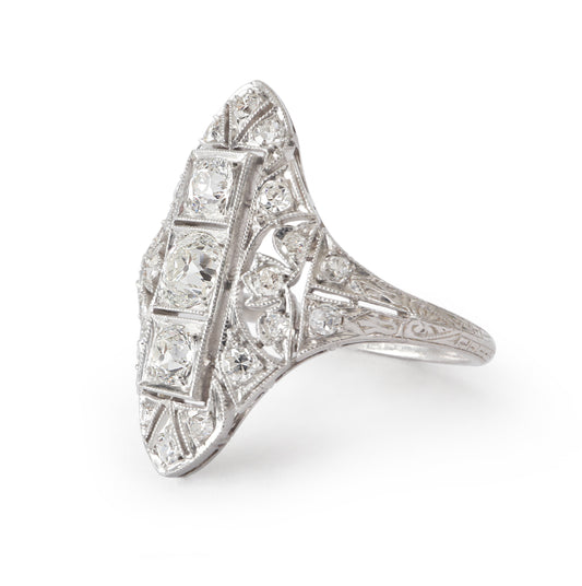 Art Deco Diamond Platinum Dinner Ring