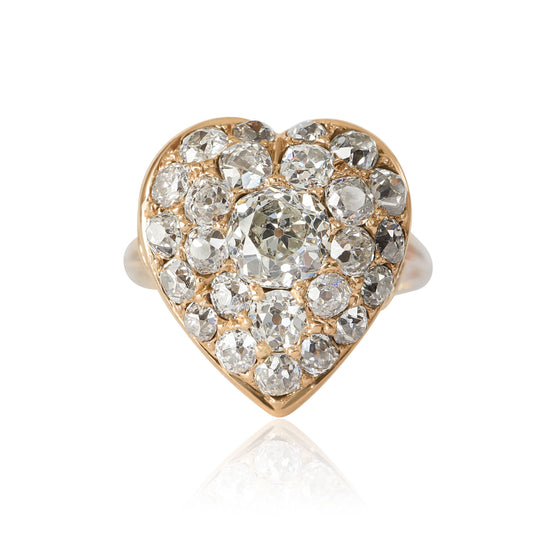 Victorian Old Mine Cut Diamond 14k Gold Locket Ring