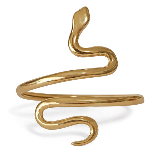 Vintage 1970s Diamond 18k Gold Snake Cuff Bracelet