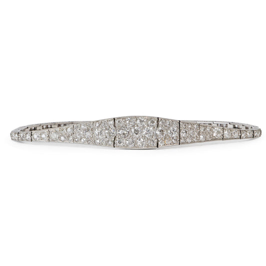 Edwardian Diamond Platinum Tapered Line Bracelet