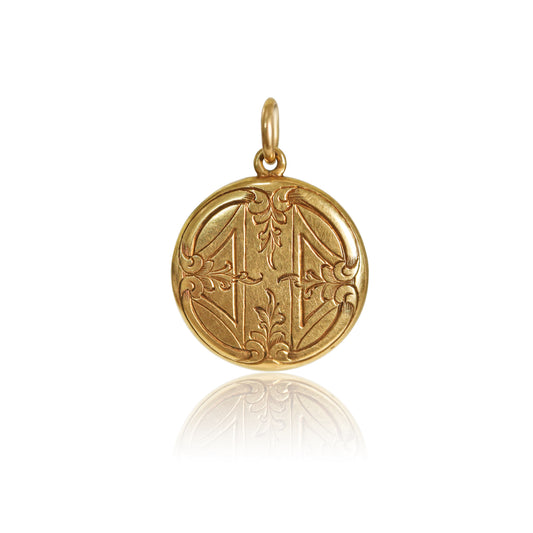 Antique Victorian 15k Gold Engraved Locket Pendant